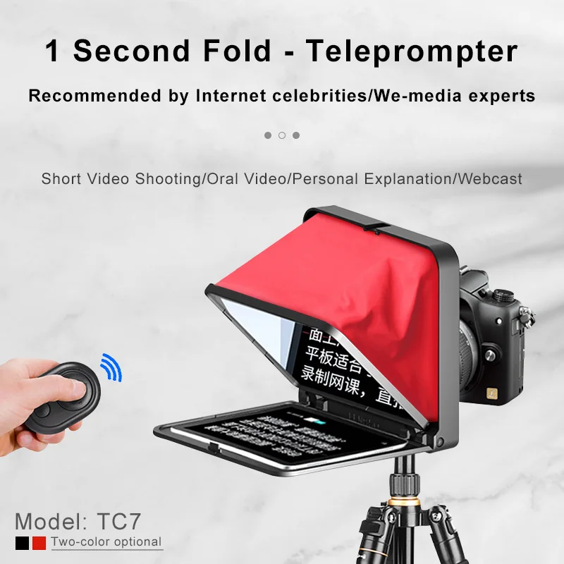 휴대용 텔레프롬프터 DSLR 카메라 비디오 스마트폰 태블릿 녹음 프롬프터 원격 제어 휴대폰 후드 카메라 어댑터