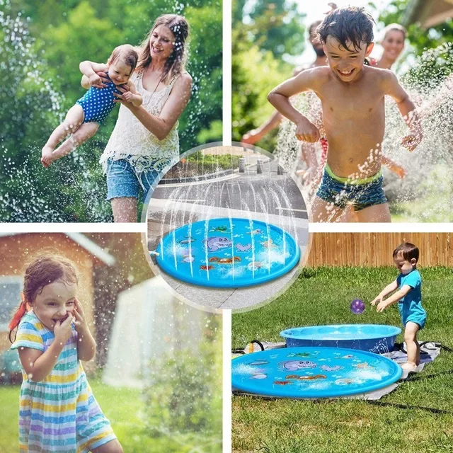 Kids Outdoor Water Spray Mat Children's Outdoor Toys Dolphin Shark Sport Mat Dinosaur Rainbow Water Spray Mat Summer Funny Toys 4