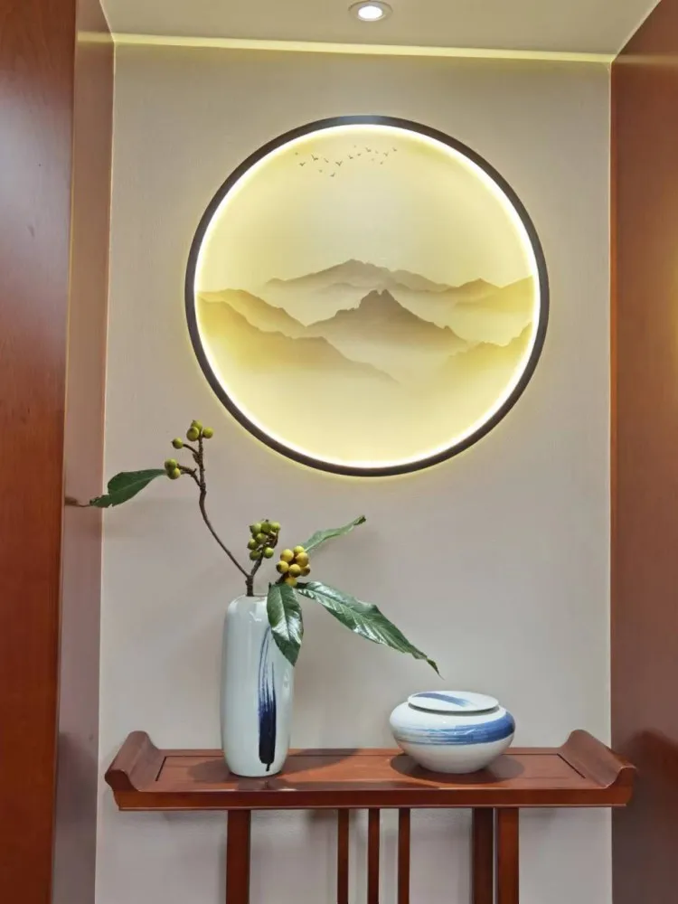 

Customized circular silk hair circle logo, background light, wall hole, embedded light, screen, double-sided decoration