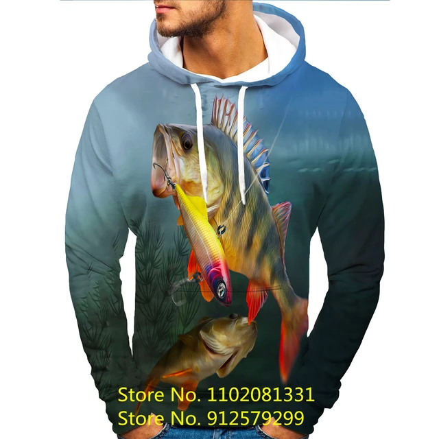 Fashion Fishing Enthusiasts Hoodie Funny Fish 3D Printed Mens