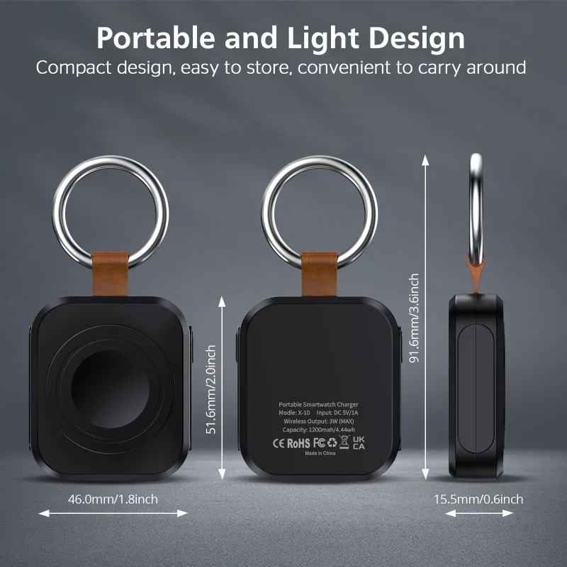 Wireless Power Bank for IWatch - 1200mAh Mini Apple Watch Charger, Portable Magnetic  Compact Smart Watch Power Accessory