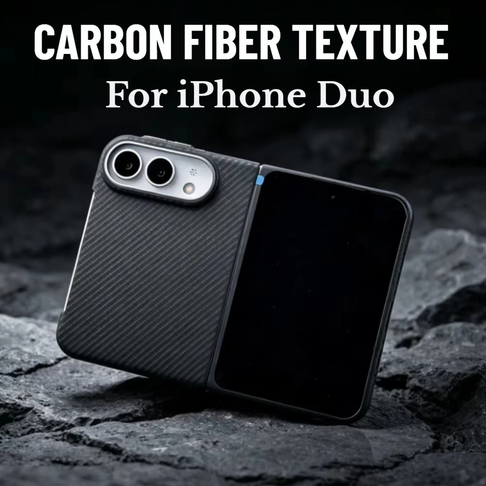 Luxury Kevlar Texture Foldable Case with Metal Lens Frame - Slim, Skin-Feel, Shockproof Phone Cover