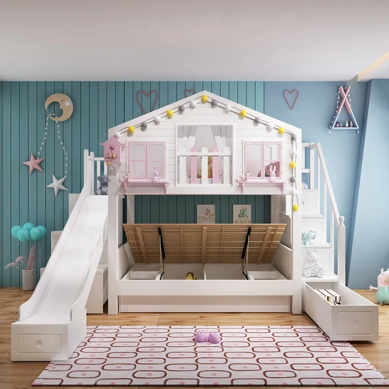 Letto Matrimoniale Per Bambini In Stile Britannico Con Letto A Castello Moderno In Legno Massello Principessa Alta E Bassa