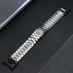 Luxury Titanium Stainless Steel Watch Band - Premium Metal Wristband in Elegant Titanium Color for Galaxy Watch Ultra (Black silver)