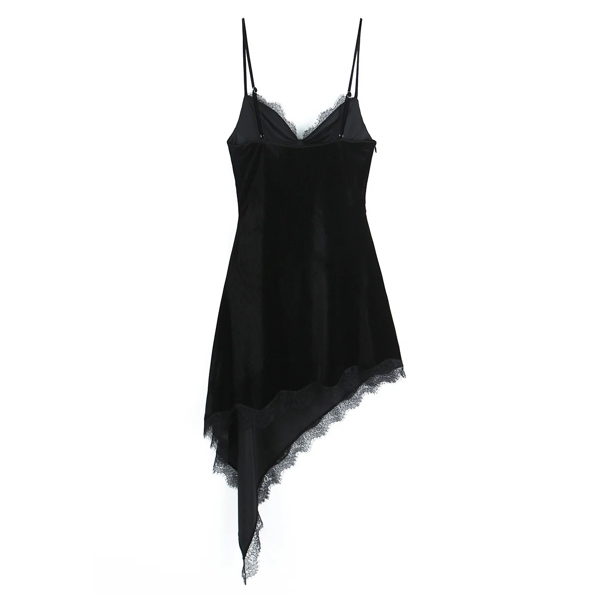 Women Fashion Lace Velvet Elegant Halter Dress Asymmetric Hem Dress Summer New Fashion Holiday Party Beach Dresses ﻿