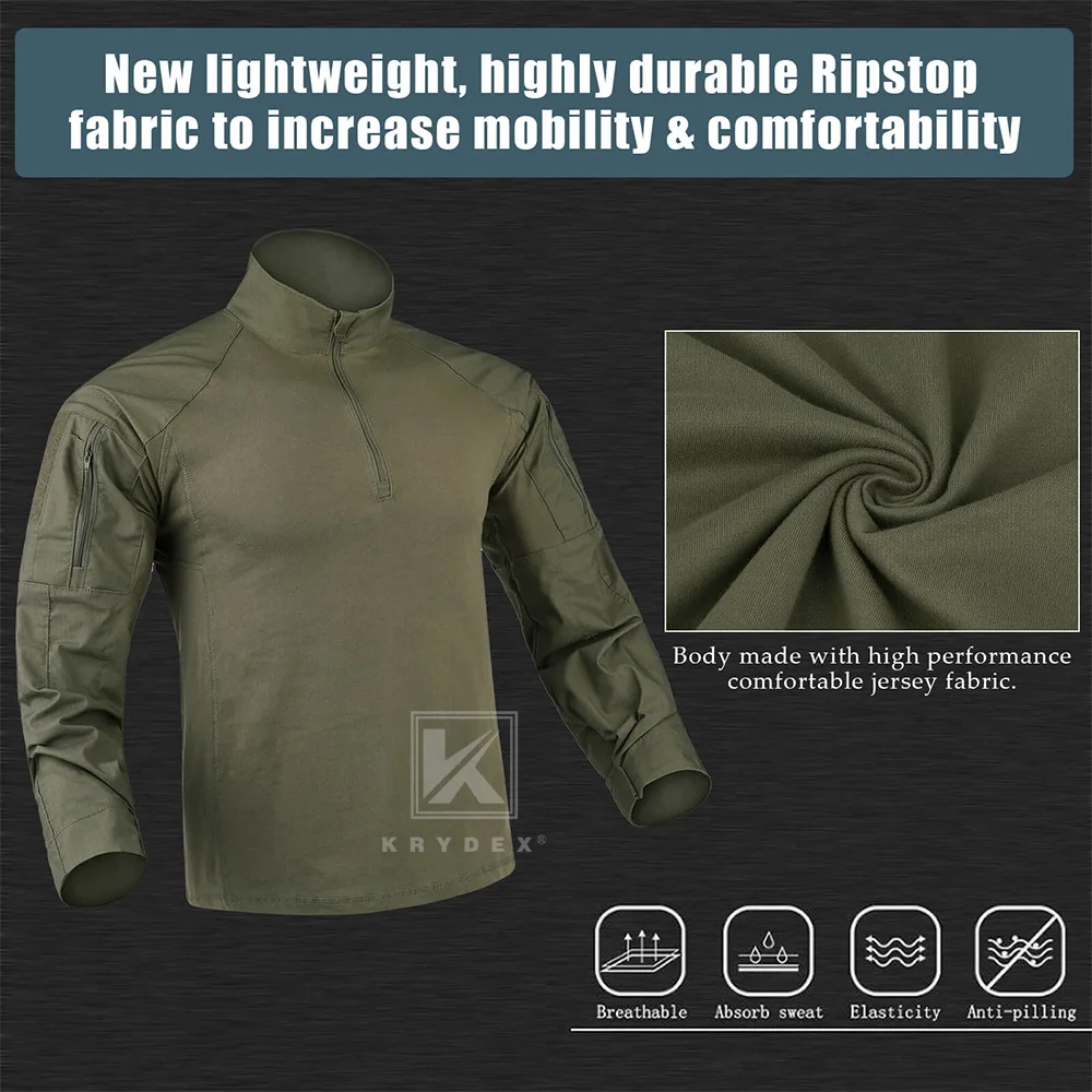 KRYDEX Gen4 Combat Uniform Hunting Tactical Men's Shirt & Pants Suit Kit Camo Ranger Green Outdoor Camouflage Clothing