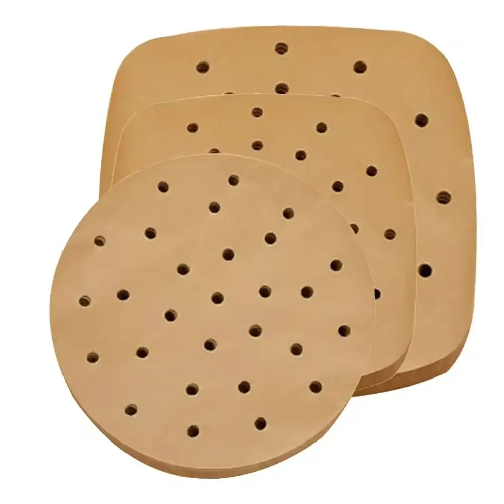 100Pcs Wood Pulp Papers Air Fryer Paper Disposable Square Round Steamer Liners Non-Stick Oil-absorbing Kitchen Bakeware