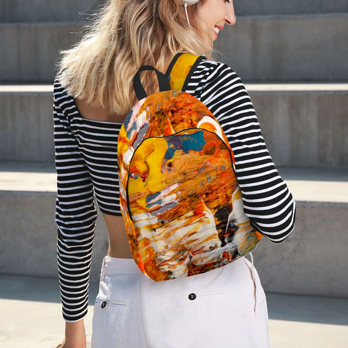 African Oil Painting National Style Backpack Casual Lightweight Laptop Backpack Men Women Travel Bag Outdoor Canvas Daypack