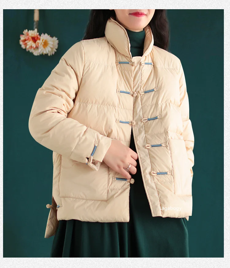 Sa66d44f54e0c423583163addc5ad3d6cT New Winter Warm White Duck Down Coat Women Vintage Slim Short Jacket Autumn Female Embroidery Casual Basic Parkas Mallzona