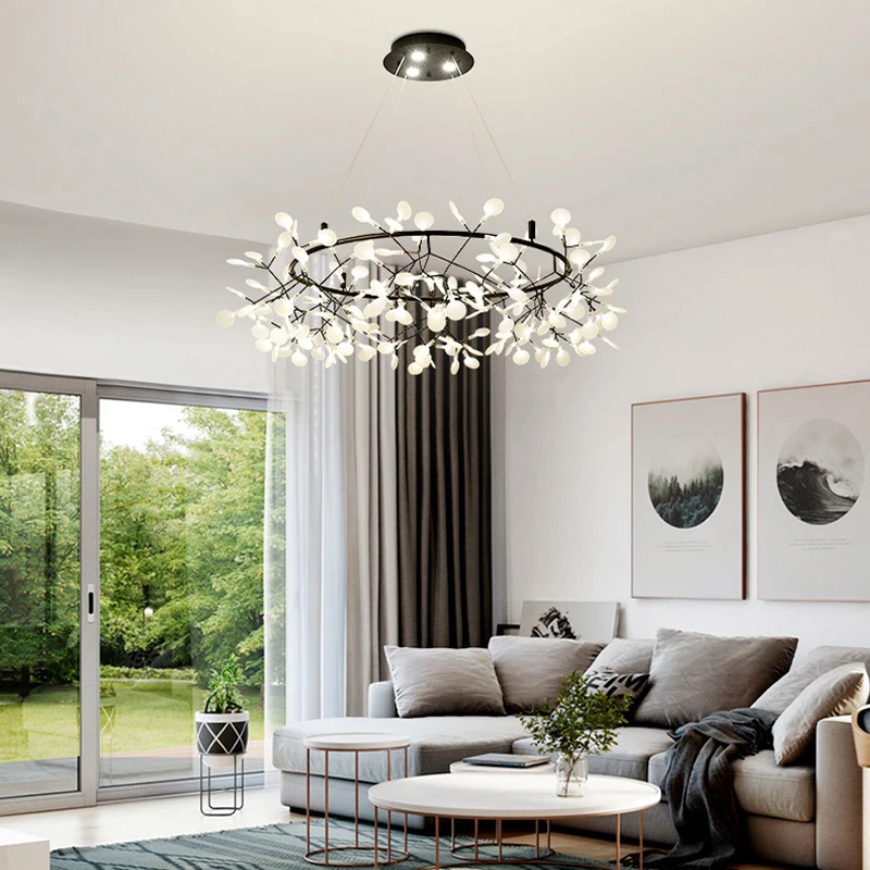 Creative Design Stainless Steel Acrylic LED Chandelier Home Decor Suspension Luminaire Hanging Lamp For Living Room Bedroom