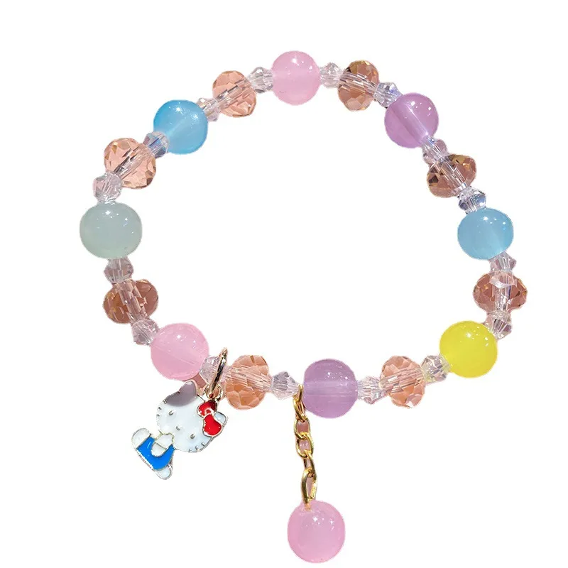 

Wholesale kawaii cartoon new bracelet girls niche simple Hello Kitty Kuromi Cinnamoroll girlfriends crystal string stall jewelry