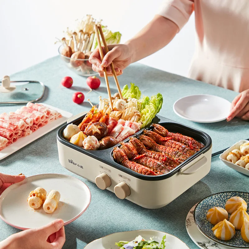 

Electric Dual-use Oven for Home Barbecue Machine Multi-function Hot Pot Rinse Grilled Decoction Integrated Pot Household BBQ Pan