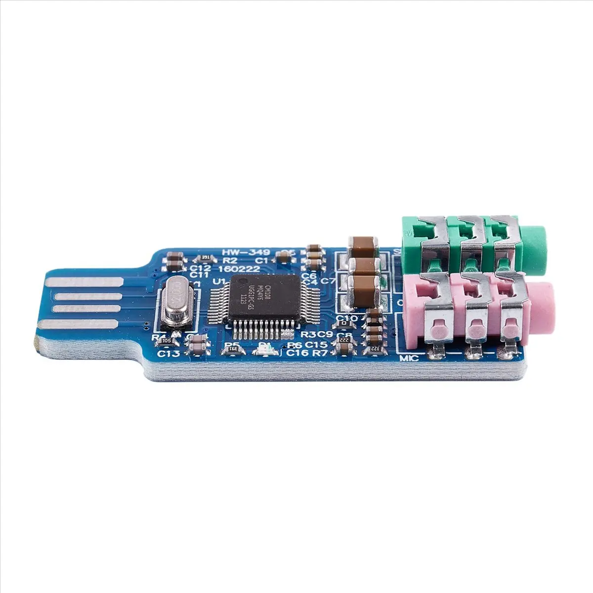 리딩-10X 프리 드라이버 USB 사운드 카드 CM108 USB 사운드 카드 칩 블루