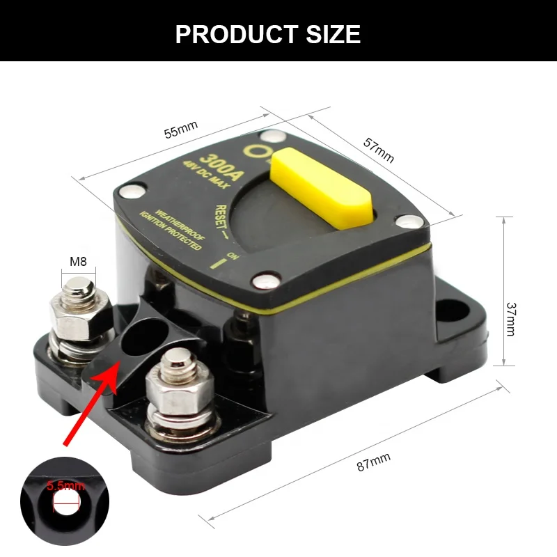 Circuit Breaker 50A 60A 80A 100A 150A 200A 250A 300A AMP 12-48V DC Car Audio Amplifier Reset Fuse