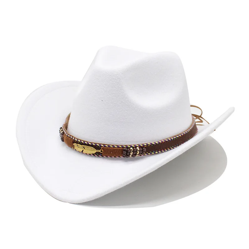 Women Vintage Cowboy Fluffy Hat Rhinestone Ladies Girls Cowgirl Glitter Hat Cap Headwear cowgirl hats For Fancy Dress Cosplay Costume