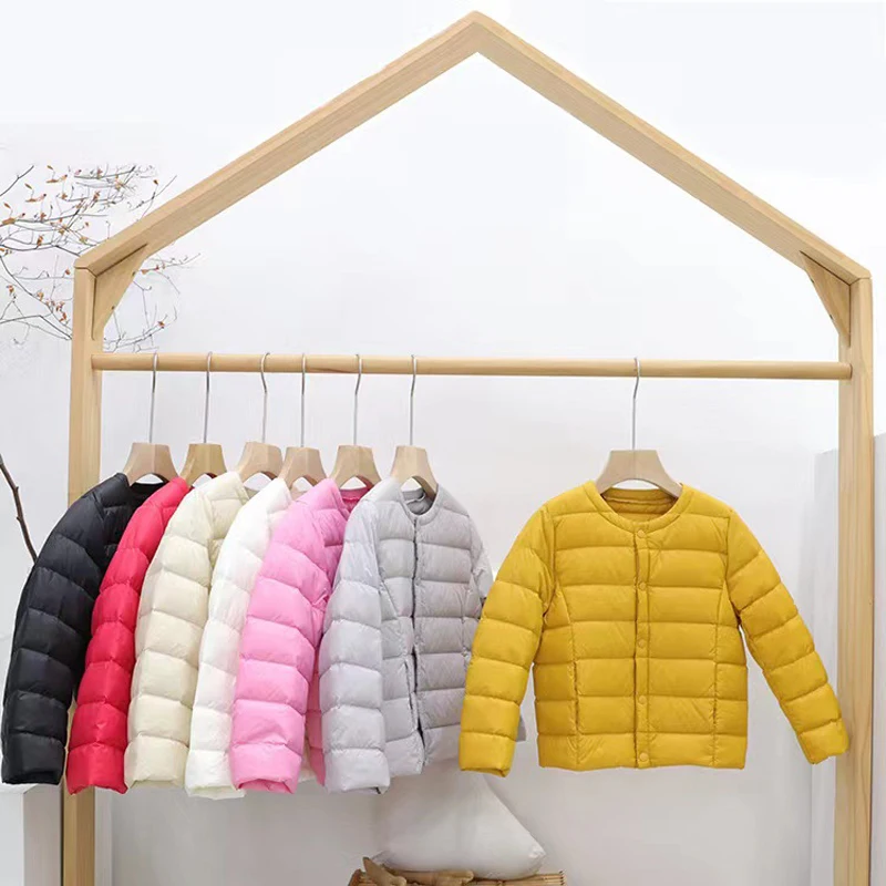 

90% White Duck Feather Children Clothes 2023 New Autumn Light Weight Kids Down Jackets O-Neck Winter Coat Baby Fluffy Liner