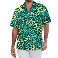 Men's Leopard 3D Printed Shirts For Men Short Sleeve Button Down Casual Shirt Ropa Hombre New Mens Blouses Clothing Quality Tops 2