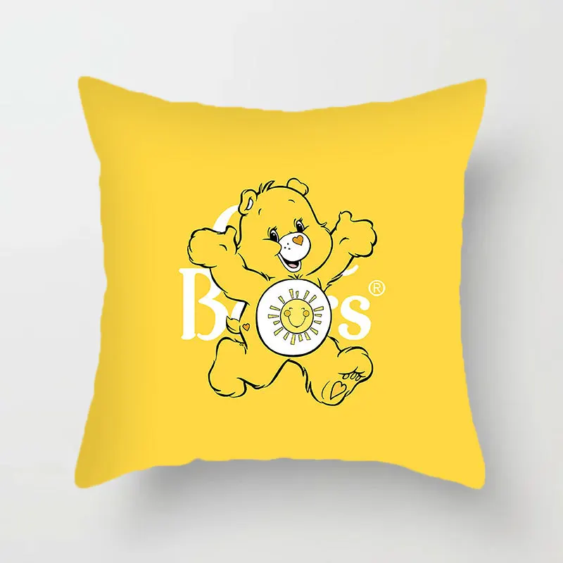 thumbnail image 1 of MINISO - Almohada para siesta de estudiante con diseño de oso cariñoso arcoíris, para sofá, sala de estar, respaldo, mesita de noche, funda de almohada con dibujos animados de oso cariñoso, bonito reg, 1 of 5
