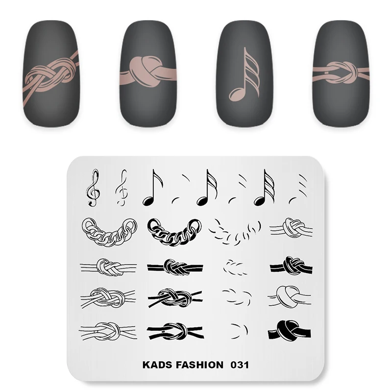 KADS FASHION 031 Chain & note design nail stamping plates nail printing manicure art template stamping nail art stencils 3