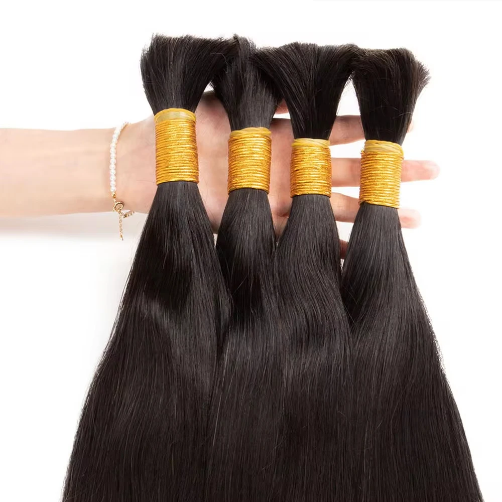 Bulk Hair Silky Straight 100% Human Hair Bulk No Weft Human Hair Extensions 50G 100G Micro Human Braiding Hair For Boho Braids 3