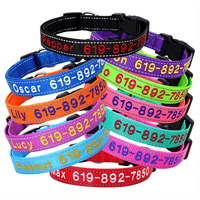 Adjustable Nylon Embroidered Dog Collar Custom ID Name Accessories Pet Collars For Small Medium Large Dogs Pets Supplies Perro 4