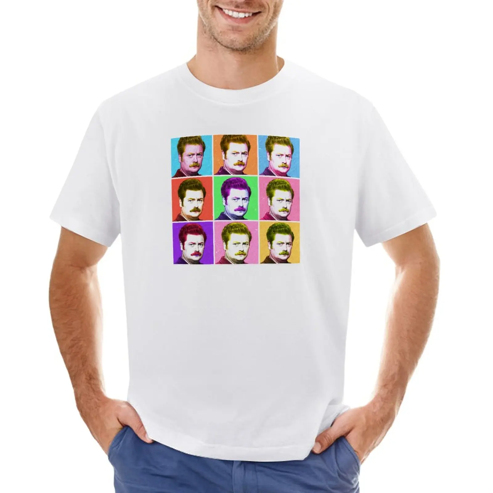 Ron Swanson Diptych T-Shirt Pesante Oversize T-Shirt Per Uomo Cotone