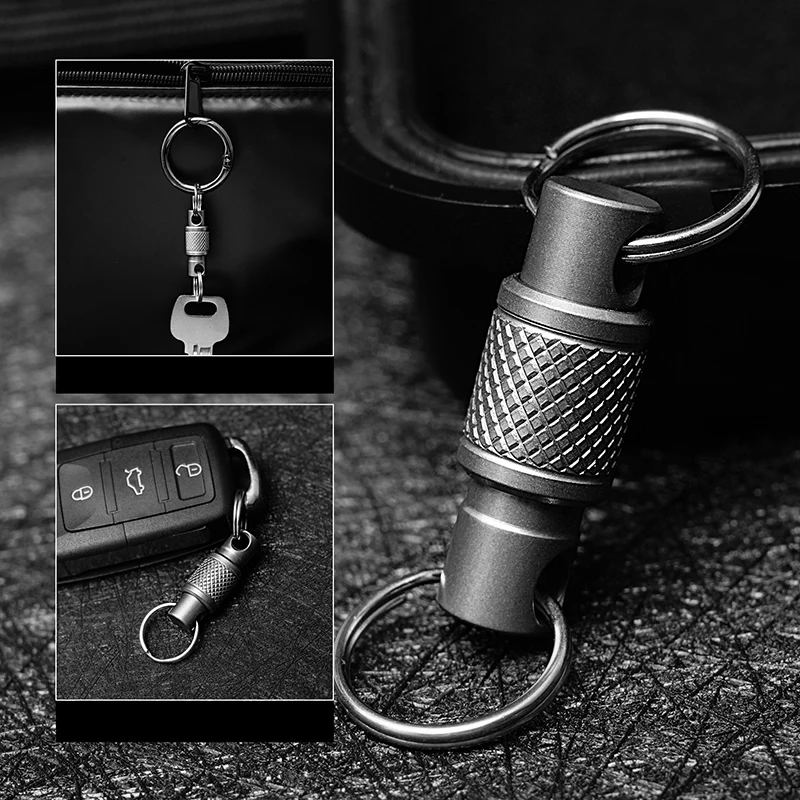 Llavero de aleación de titanio, soporte para llaves extraíble con rotación de 360 ​​grados, multifuncional, portátil, para cinturón, herramienta para exteriores