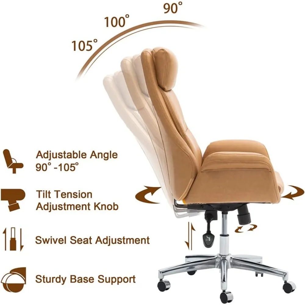Modern Executive Office Chair, High Back PU Leather Ergonomic Computer Desk Chair, Adjustable Height Swivel Office Task Chair 6