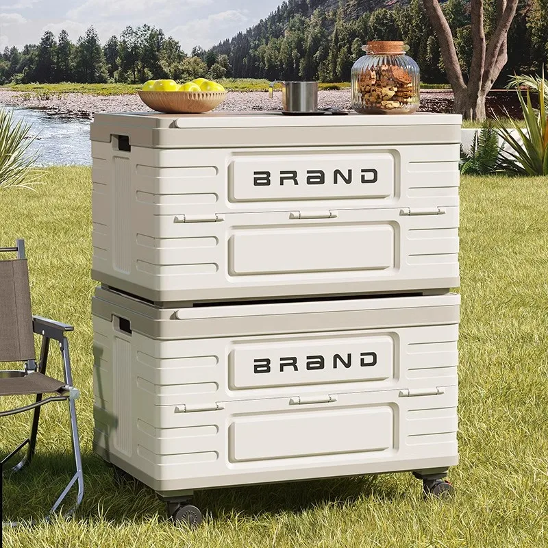 Portable Outdoor Cam Storage Box with Wheels Handheld Car Trunk Cam Equipment Portable Storage Cart Foldable Design