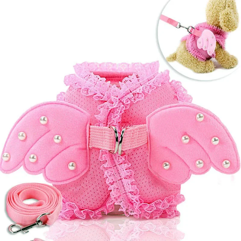 Guinzaglio Per Cani Traspirante Stereo Pink Flower Harness Pet Cat Dog Harness And Guinzaglio Set Per Camminare Per Chihuahua Yorkshire Terrier