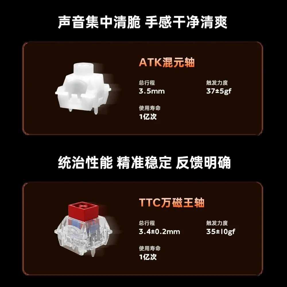 ATK RS7 터보 마그네틱 키보드 핫 스왑 저지연 유선 가스켓 구조 전문 e스포츠 게임 액세서리 선물용