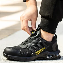  Quality Safety Shoes Men Rotary Buckle Work Shoes Air Cushion Indestructible Sneakers Puncture-Proof&nbsp;security Boots Protective 
