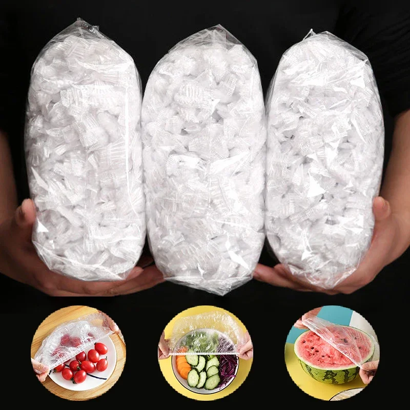 Food Cover 200PCS Disposable Plastic Wrap Elastic Lids For Fruit Bowls Storage Kitchen Fresh Keeping Film