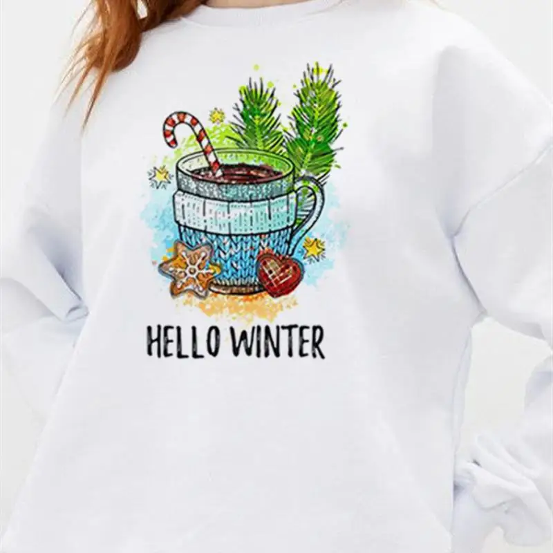 

Unisex Print Holiday Sweet Cute 2022 Christmas Women Hoodie Print Long-sleeved Oversized Sweatshirt Casual Blouse Pullover