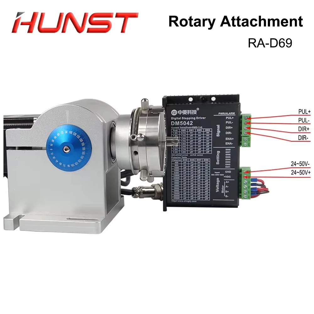 Hunst 파이버 레이저 마킹 링 로터리 부품(드라이버 작업대 직경 3-91mm) 레이저 각인 D69 로터리 어태치먼트