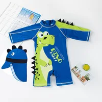 Children One-piece Swimsuit Korean Version Baby Sun Protection Quick Dry Boys Swimsuits Cute Dinosaurs Long Sleeves Bathing Suit 1