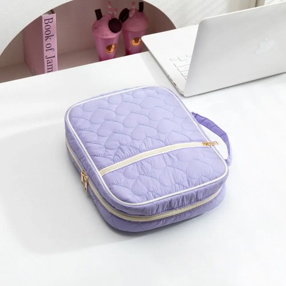 Quilted Portable Book Sleeve with Zipper Dustproof Carrying Case
