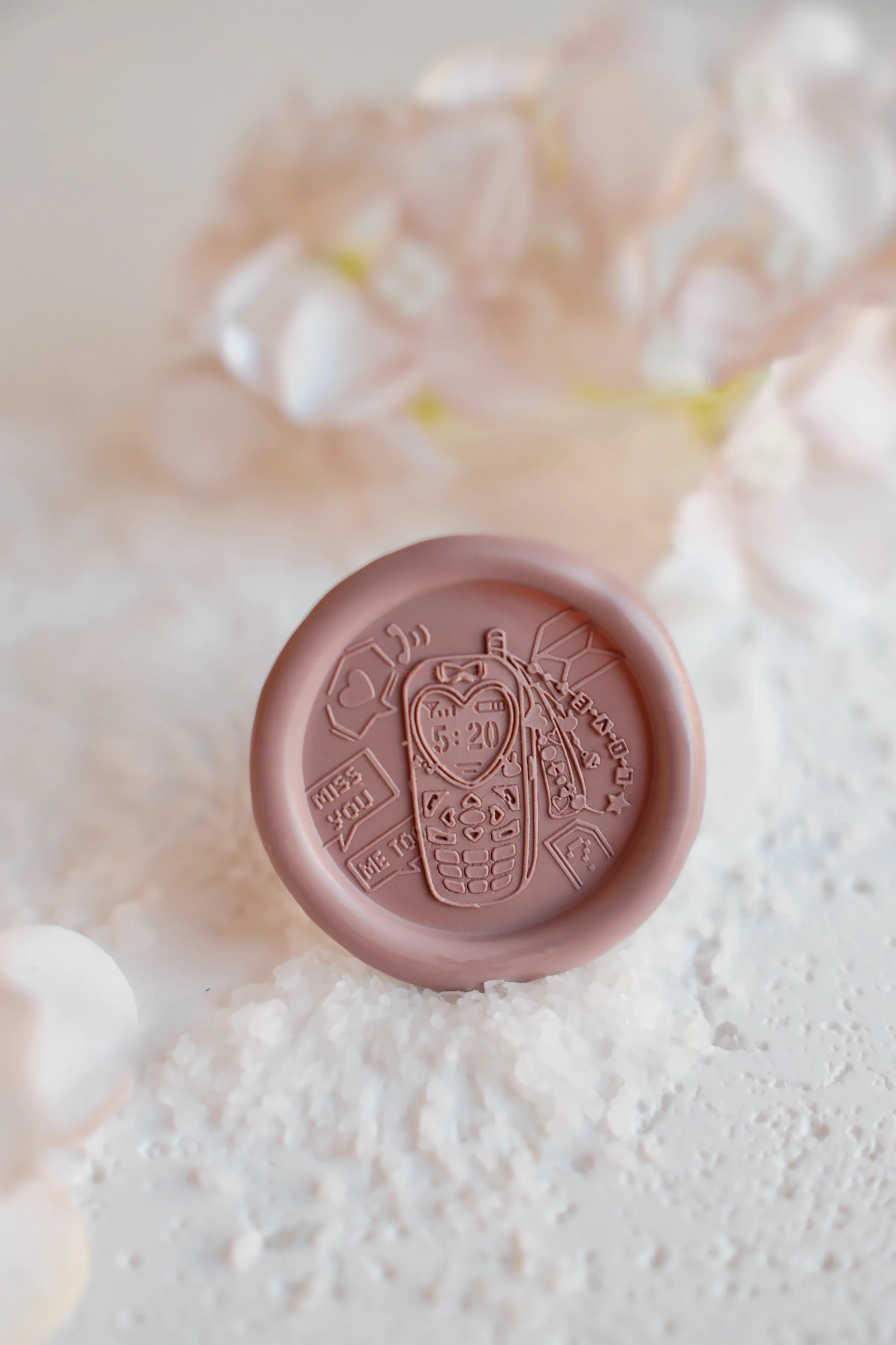 Y2k Phone Wax Seal Stamp Carved Brass Head Diy Scrapbooking Envelopes Wax Sealing Toy 3d Relief Frosted Seal Copper Head