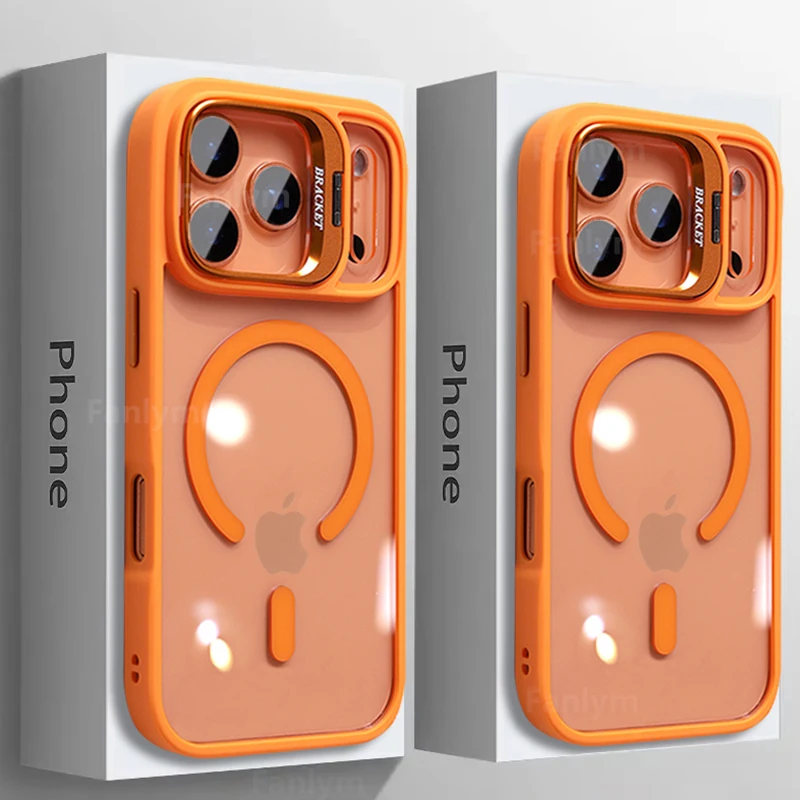 Lens Protection Phone Case For iPhone 17 16 15 14 13 12 11 Pro Max Plus Air For Magsafe Holder Transparent Magnetic Matte Cover