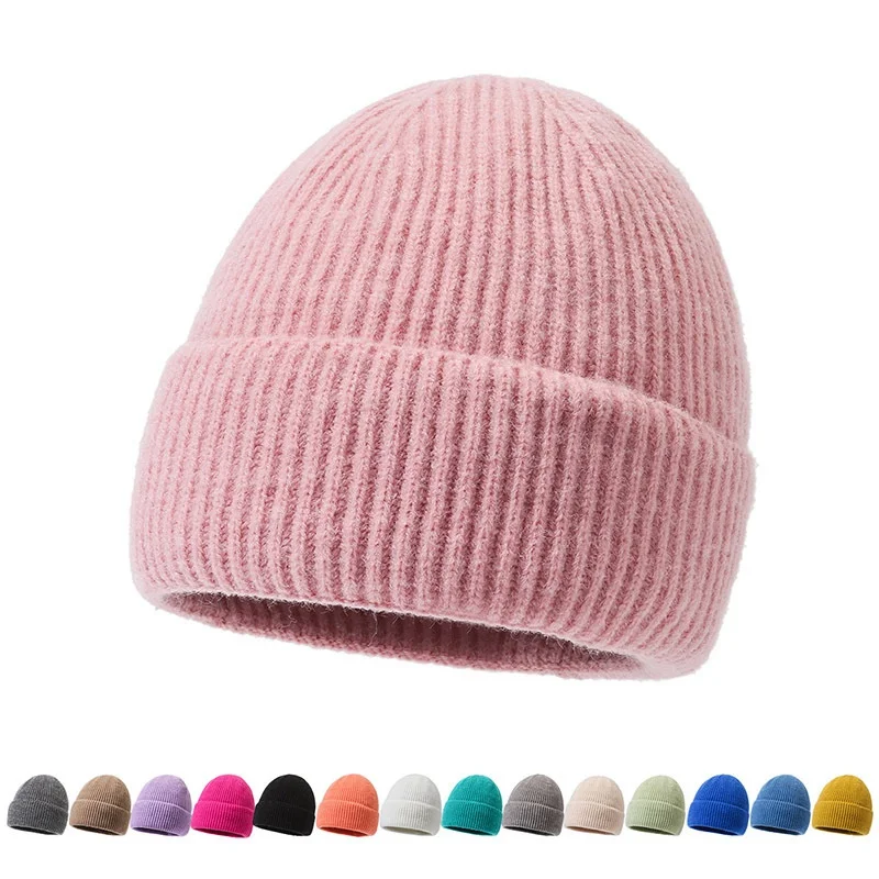 

Solid Color Elasticity Korean Version Keep Warm Knitted Hat Autumn Winter Knitting Women Cold Protection Ski Cap Beanie
