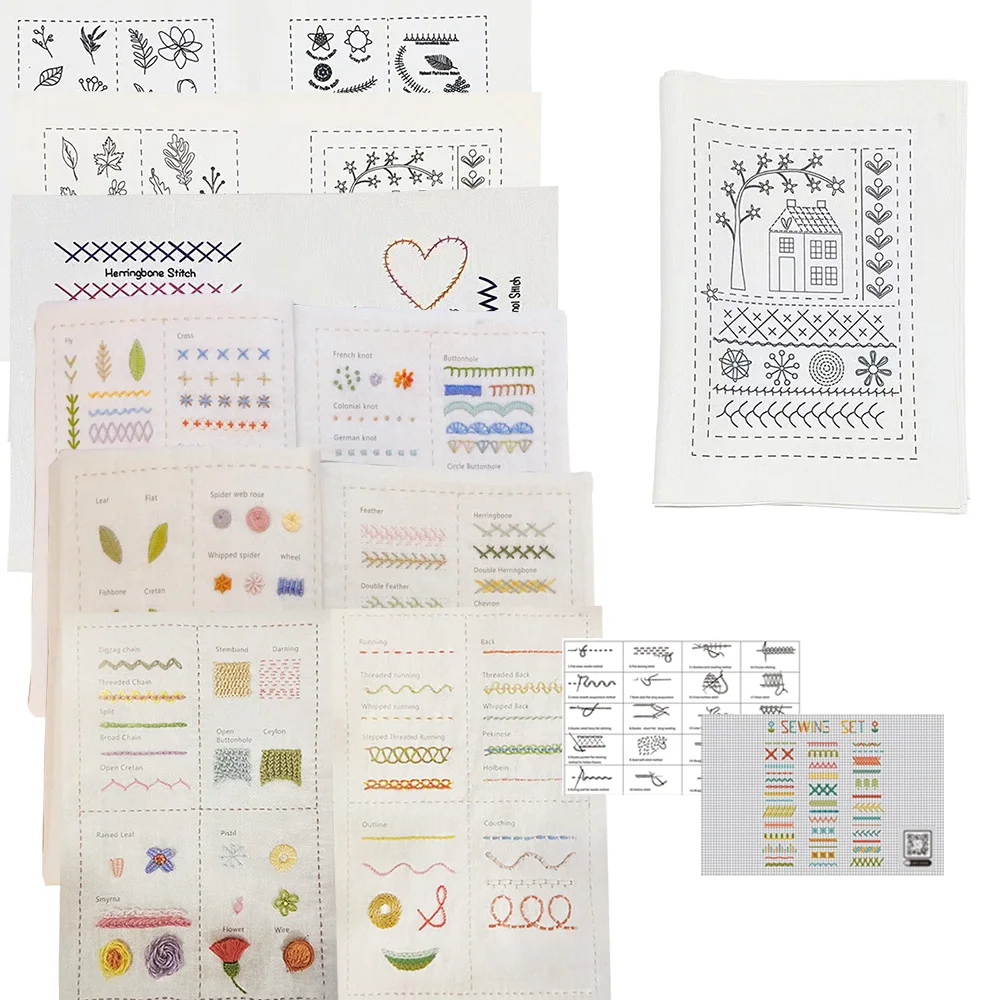Beginner's Embroidery Sewing Kit with Patterns and Step-by-Step Tutorials