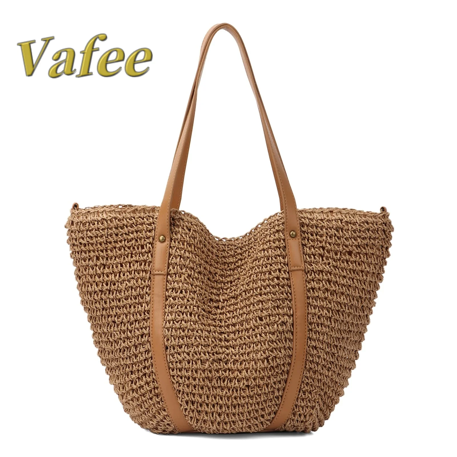 

Summer Casual Straw Tote Bag Large Capacity Woven Shoulder Handbag for Summer Beach Vocation