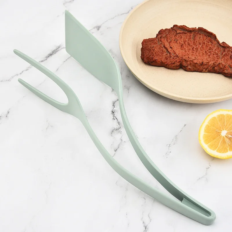 Pancake Spatula 2 in1 Non-Stick Plastic Pancake Spatula France Bread Pizza Barbecue Clamp Egg Turners Cooking Tong Tools Kitchen Accessories