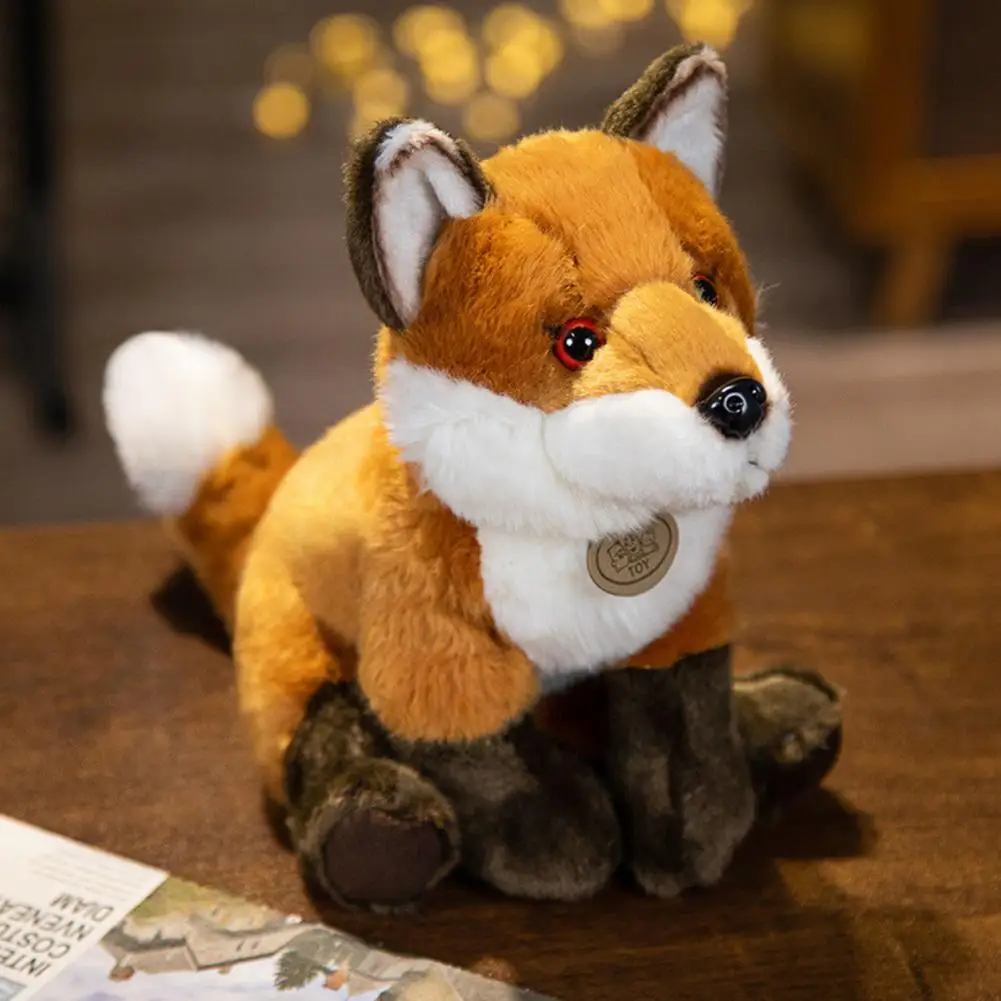 

Companion Soothing Toy Soft Cute Cartoon Fox Plush Doll with 3d Eyes Nose Zoo Souvenir Soothing Toy for Kids Girls Ideal