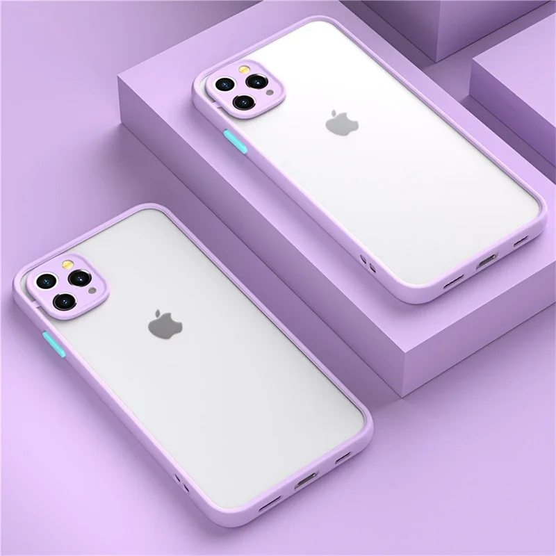 Luxury Matte Transparent Silicone Phone Case with Clear Hard Back Cover