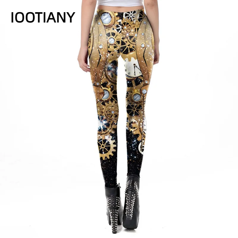 IOOTIANY Halloween Party Cosplay Steampunk Leggings Fashion Women Pants Seam Fitness Sexy Skinny 3D Printing Leggings