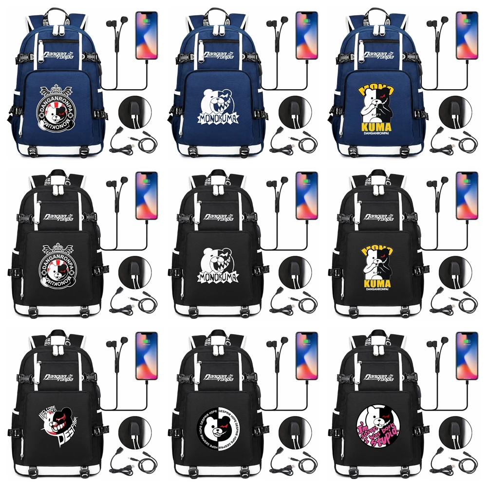 

Anime Danganronpa Monokuma Backpack School Bags Black Kids Teens Mochila Travel Shoulder Bags Cosplay Fashion Outdoor Bags Gift