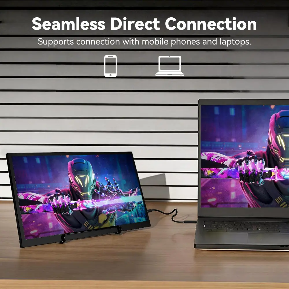 SOYO 10.5인치 초슬림 휴대용 모니터, 1920x1280 IPS, 100%RGB 스탠드 + 스피커, Type-C/Full USB-C/미니 HDMI PC 여행용 게이밍