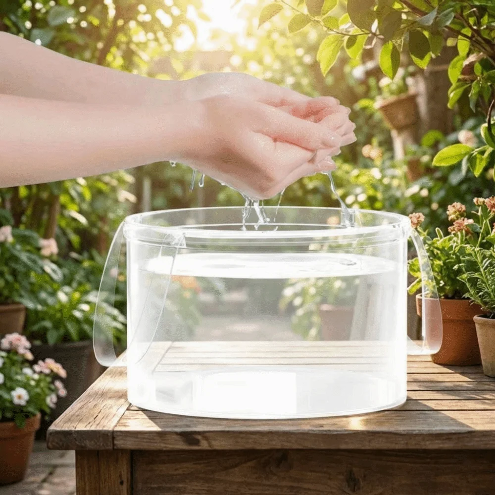 6,8L/12L Faltbarer Transparenter Eimer Auslaufsicherer Tragbarer Waschbehälter aus Kunststoff mit Griff Reise-Waschbecken Lebensmittelaufbewahrung – Detail 6