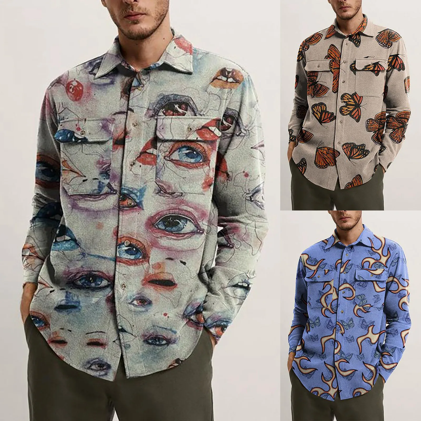 

Horse Stripped-Down Turndown Collar Casual Shirts Shirts Graphic Tee Stereoscopic Long Sleeves Shirt Stays For Men Men Shirt